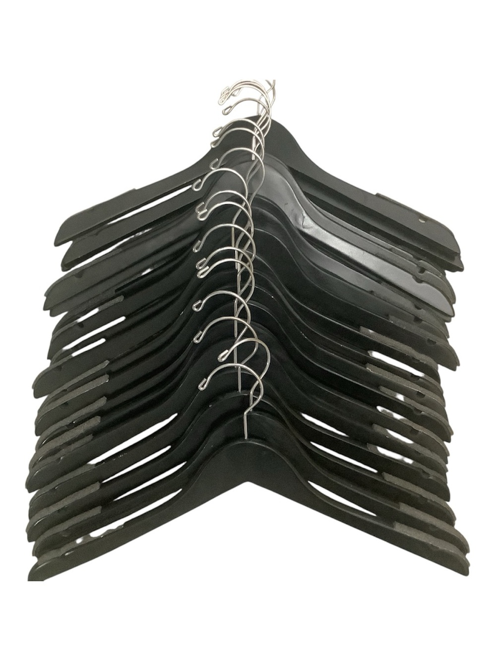 Set of 20 Black Wood Hangers with non-slip gripping